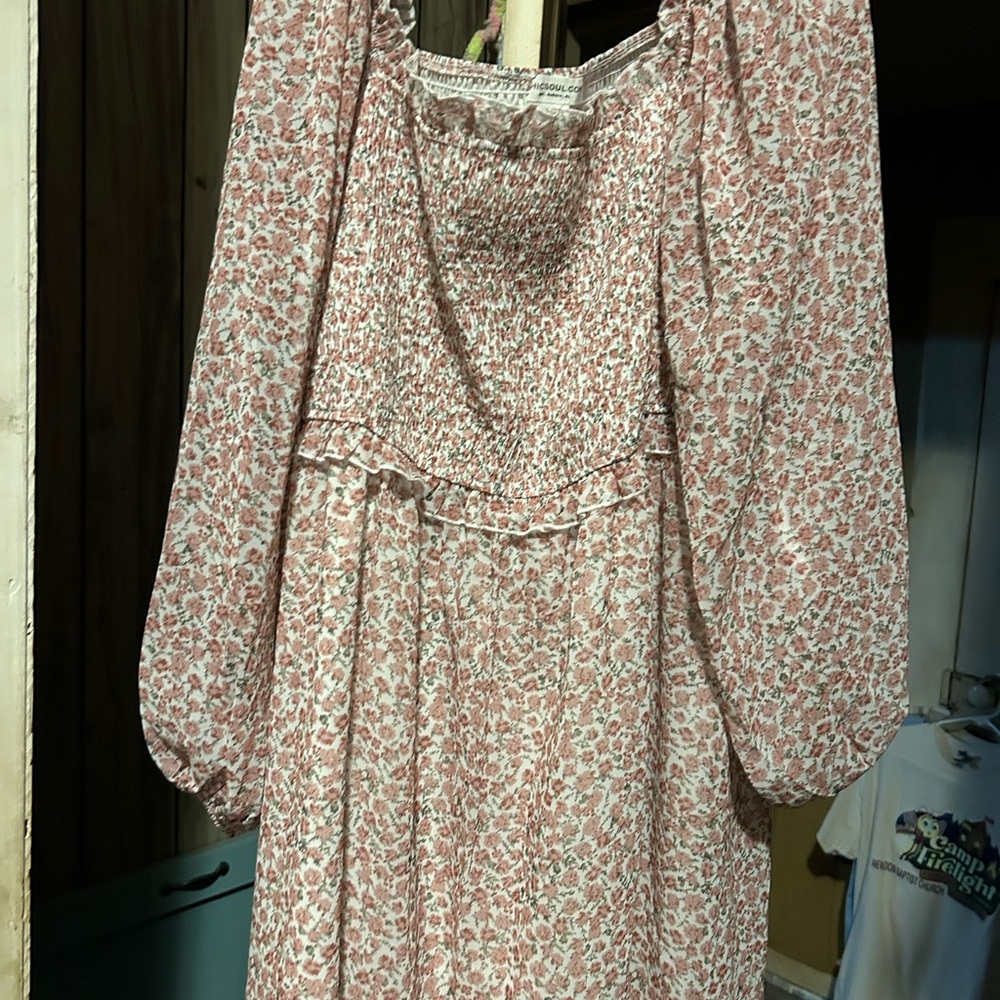 Floral Pink Long Sleeve Dress - Picture 2 of 3